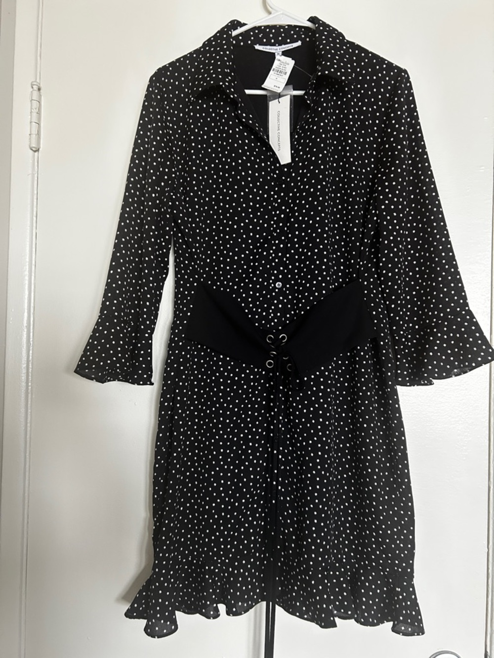 Collective Concepts Black Polka Dot Midi Dress